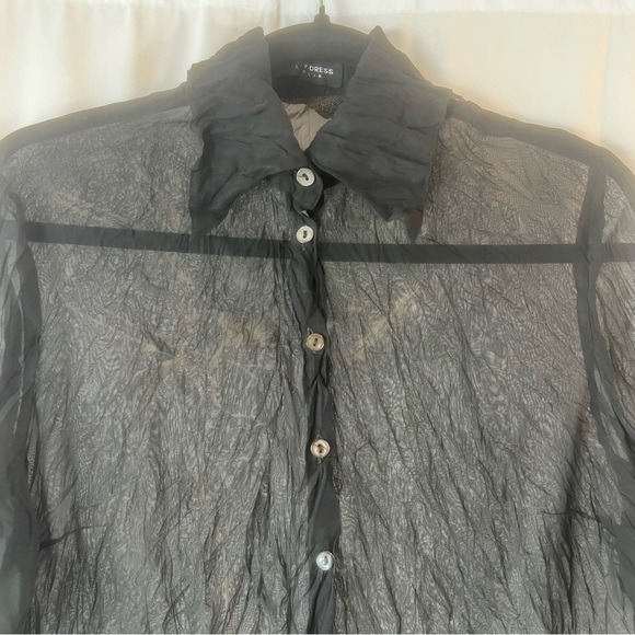 Vintage Blacky dress Berlin sleeved semi-sheer top. Black with Floral Design 8 - Picture 4 of 16